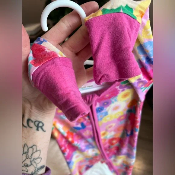 Little Sleepies Rainbow Blooms Zippy Pajamas Size 12-18M GUC - Picture 7 of 8